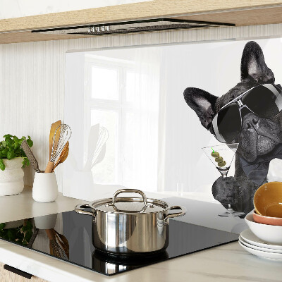 Glass kitchen board Dog wearing sunglasses