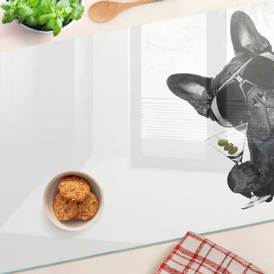 Glass kitchen board Dog wearing sunglasses