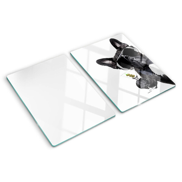 Glass kitchen board Dog wearing sunglasses