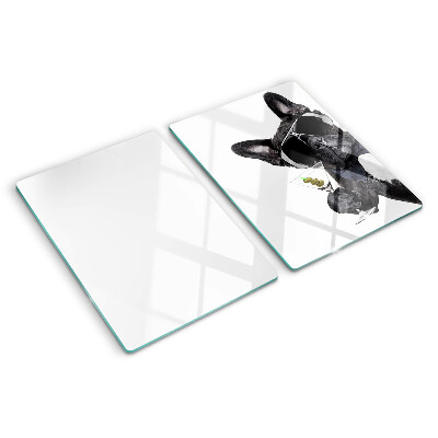 Glass kitchen board Dog wearing sunglasses