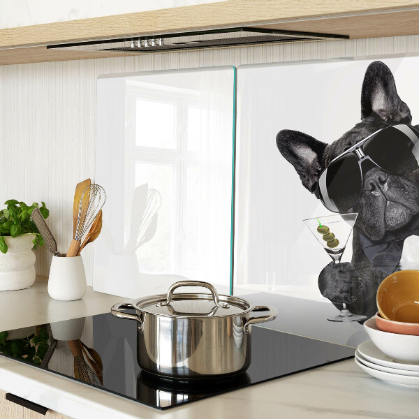 Glass kitchen board Dog wearing sunglasses