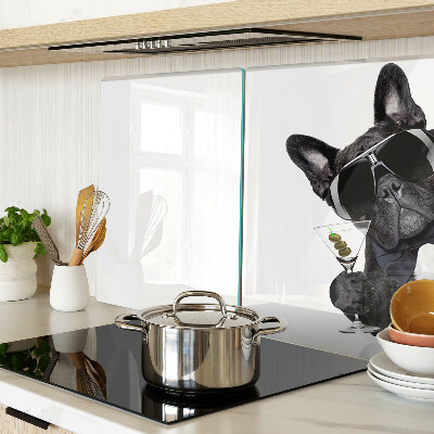 Glass kitchen board Dog wearing sunglasses