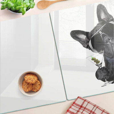 Glass kitchen board Dog wearing sunglasses