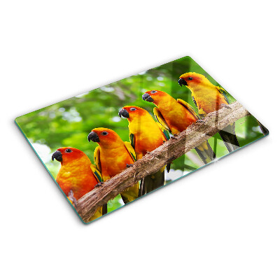 Cutting board Parrots on a branch