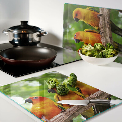 Cutting board Parrots on a branch