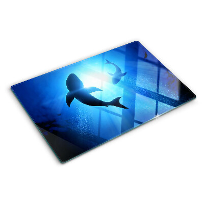 Glass chopping board Sharks in underwater light