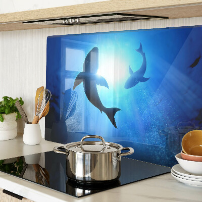 Glass chopping board Sharks in underwater light