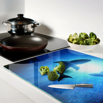 Glass chopping board Sharks in underwater light