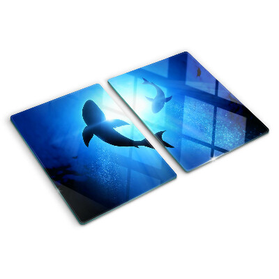 Glass chopping board Sharks in underwater light