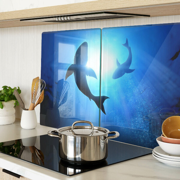 Glass chopping board Sharks in underwater light