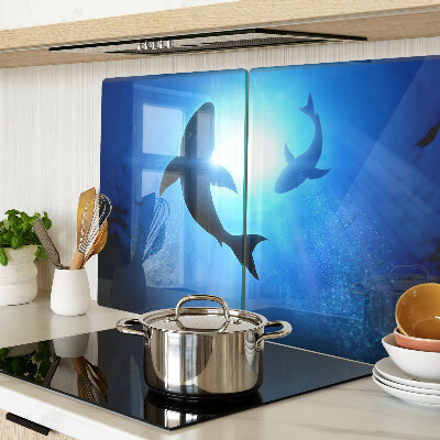 Glass chopping board Sharks in underwater light