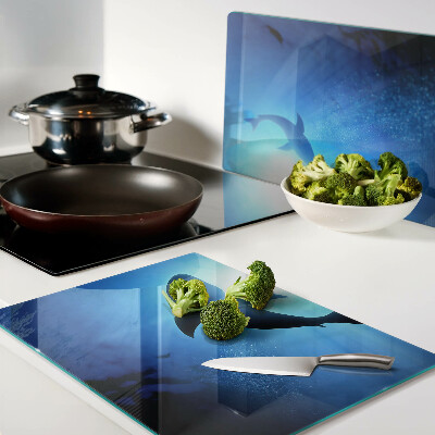 Glass chopping board Sharks in underwater light