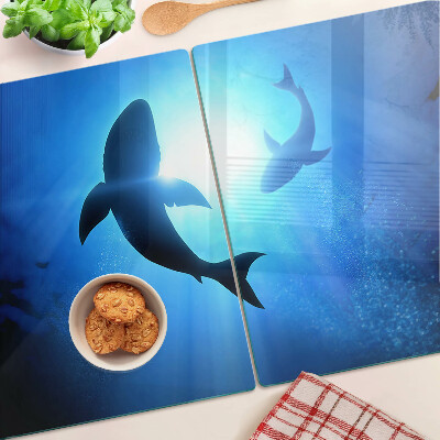Glass chopping board Sharks in underwater light
