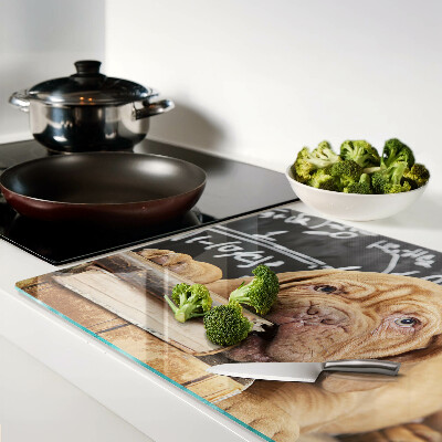Glass cutting board Dog with books and a blackboard