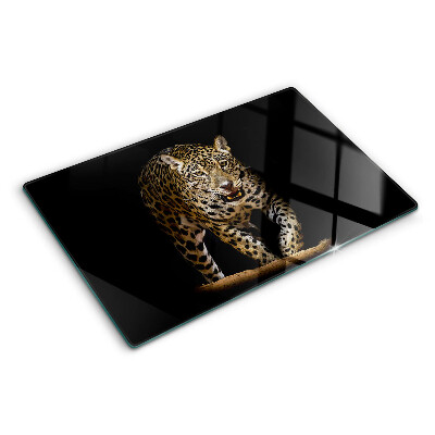 Chopping board glass Leopard on the move