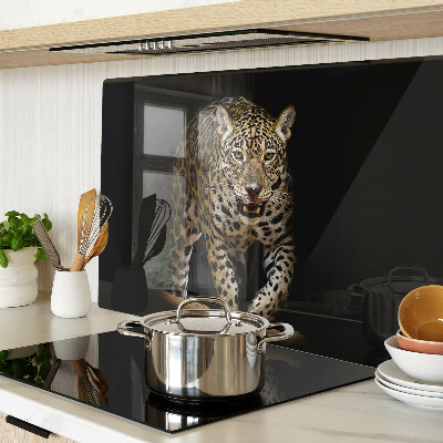 Chopping board glass Leopard on the move