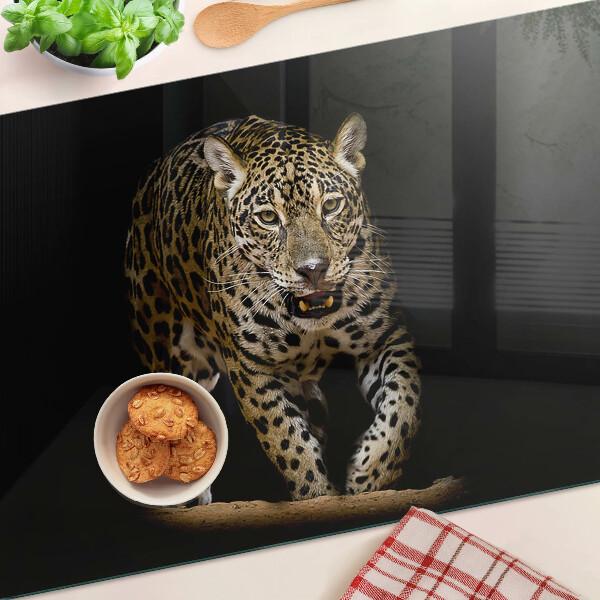 Chopping board glass Leopard on the move
