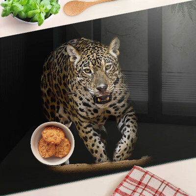 Chopping board glass Leopard on the move
