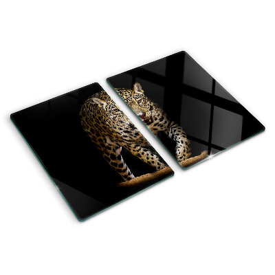 Chopping board glass Leopard on the move