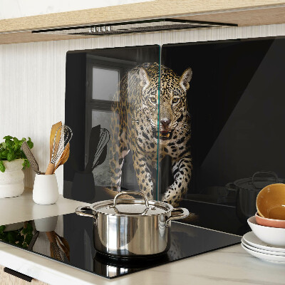Chopping board glass Leopard on the move