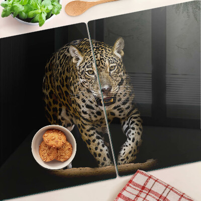 Chopping board glass Leopard on the move