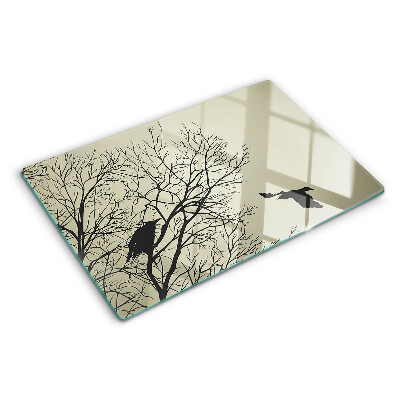 Glass chopping board Birds on the tree branches