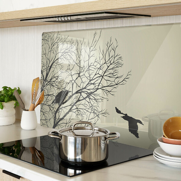 Glass chopping board Birds on the tree branches