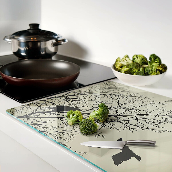 Glass chopping board Birds on the tree branches