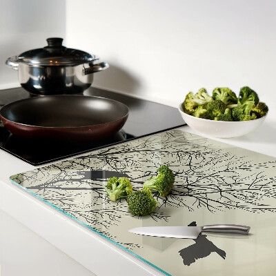 Glass chopping board Birds on the tree branches