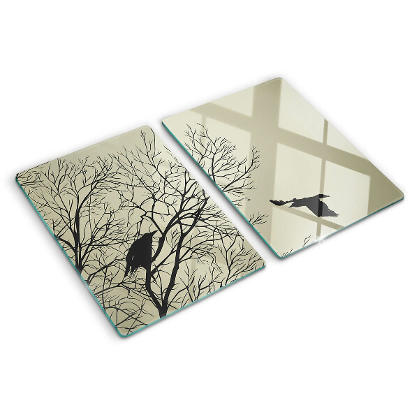 Glass chopping board Birds on the tree branches