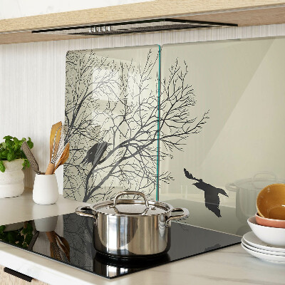 Glass chopping board Birds on the tree branches