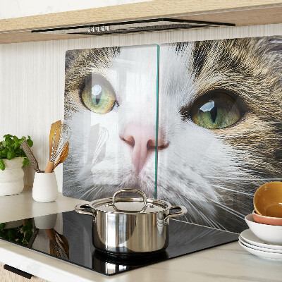 Glass cutting board A cat with green eyes