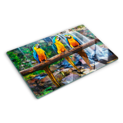 Chopping board Parrots on a branch in a tropical forest