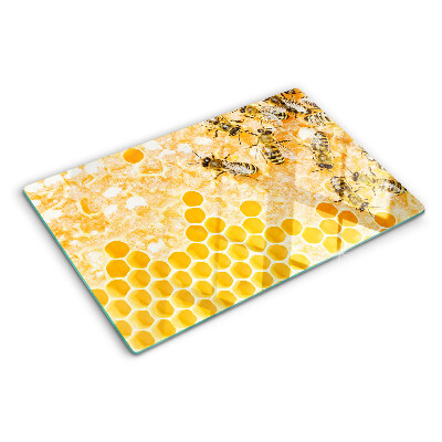 Chopping board glass Beehives and bees