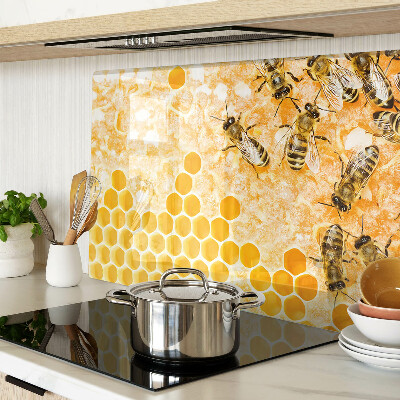 Chopping board glass Beehives and bees
