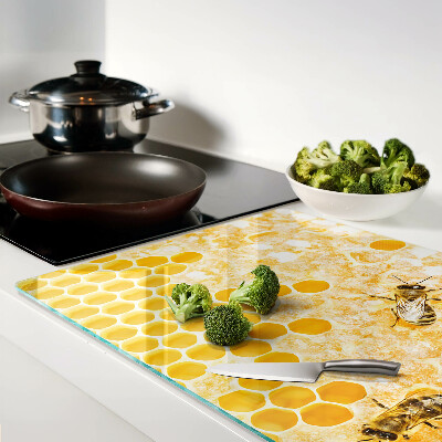 Chopping board glass Beehives and bees