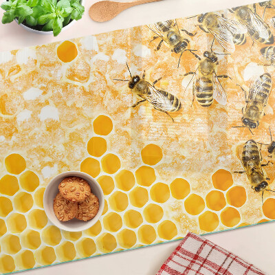 Chopping board glass Beehives and bees