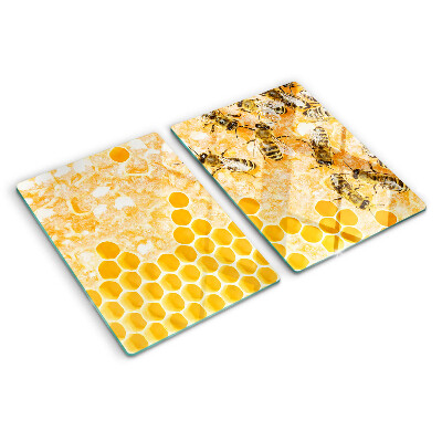 Chopping board glass Beehives and bees