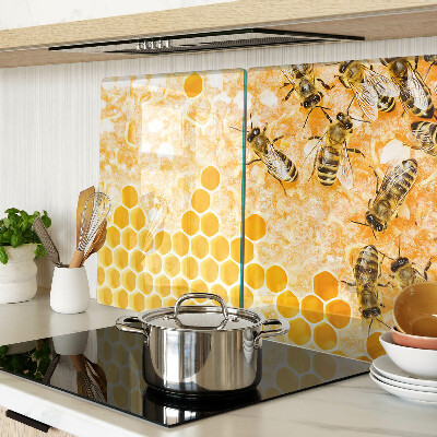 Chopping board glass Beehives and bees