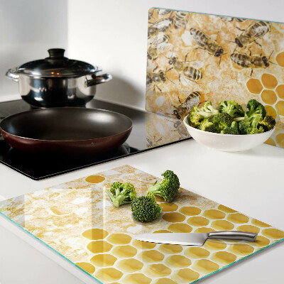Chopping board glass Beehives and bees