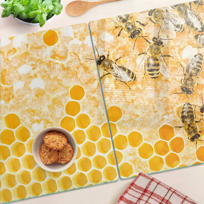 Chopping board glass Beehives and bees