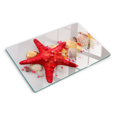 Glass chopping board Shells and sea star