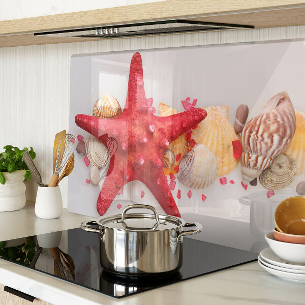 Glass chopping board Shells and sea star