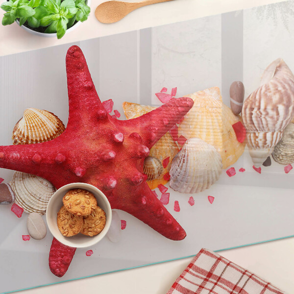 Glass chopping board Shells and sea star