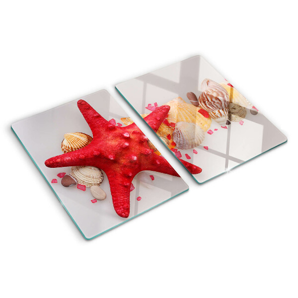 Glass chopping board Shells and sea star