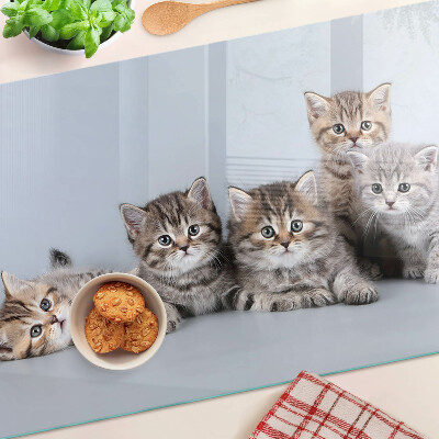 Glass cutting board Cats in the background of the window