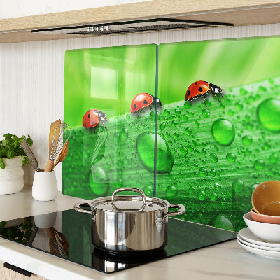Cutting board Ladybugs on a green background