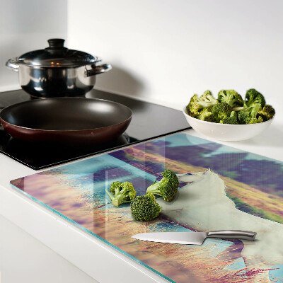 Chopping board glass White horse by the water