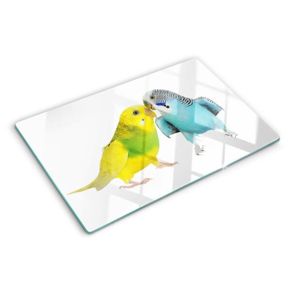 Glass chopping board Yellow and blue parrots