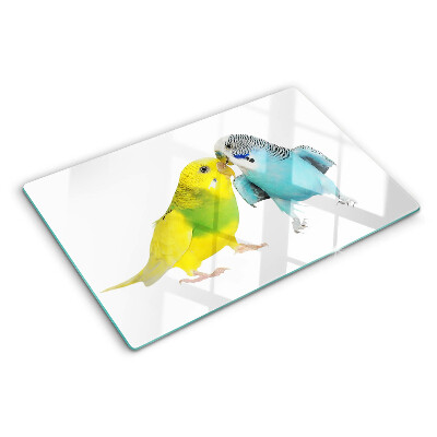 Glass chopping board Yellow and blue parrots